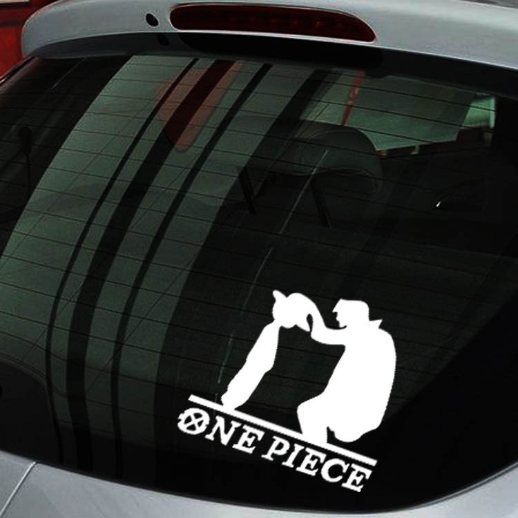 Miếng Dán Trang Trí Kính Chắn Gió / Thân Xe / Laptop / Xe Hơi Họa Tiết Hoạt Hình ONE PIECE Luffy Son Cha