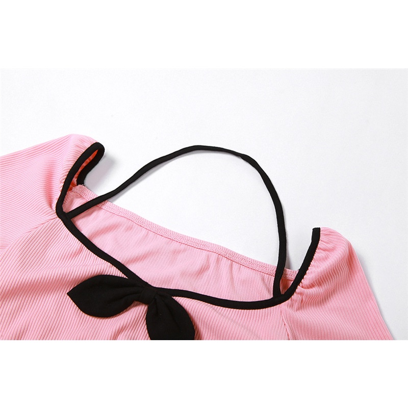 Áo Thun Ngắn Tay Cổ Chữ U Thắt Nơ Xinh Xắn Thời Trang Cho Nữ