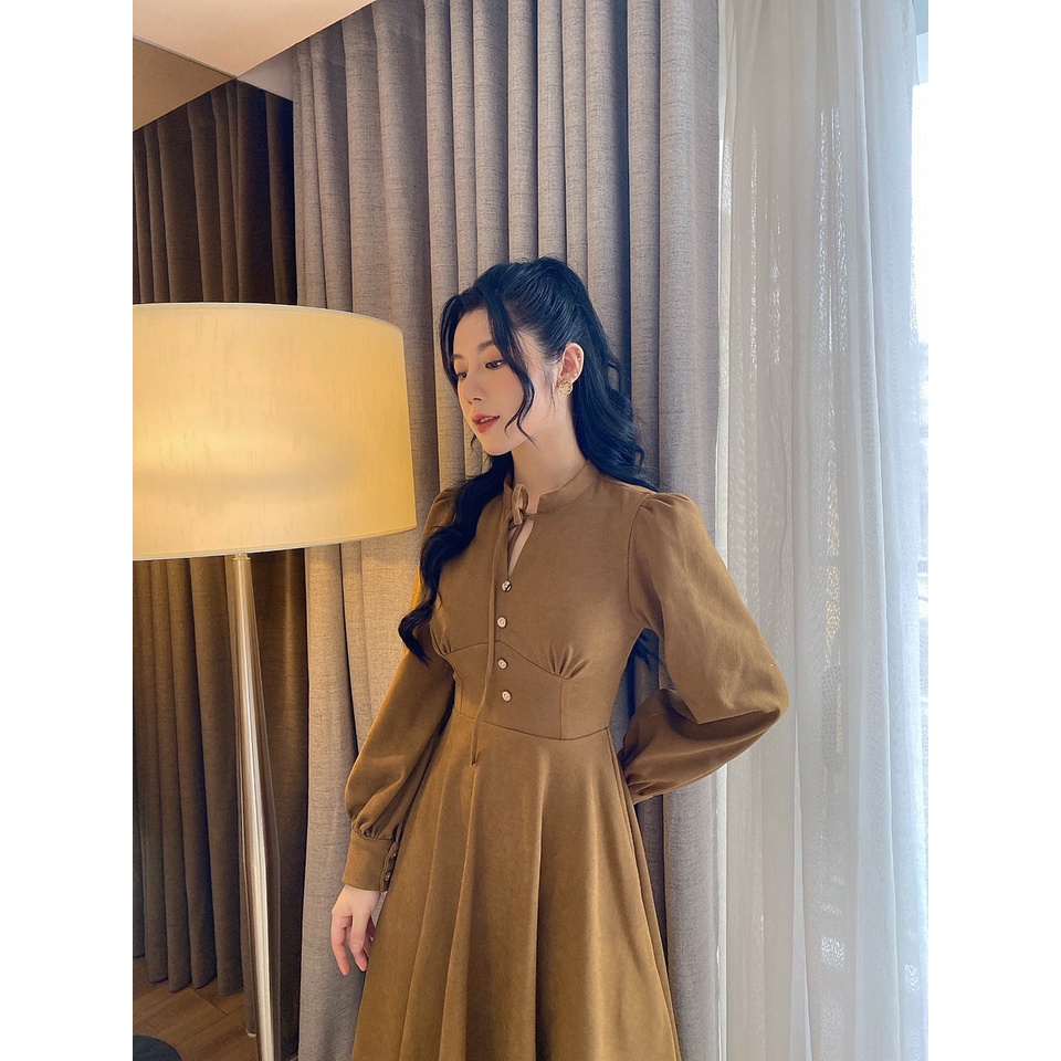 Váy Merry Ricci thiết kế chất liệu nhung chéo Hàn cao cấp mềm | RICCI OFFICIAL