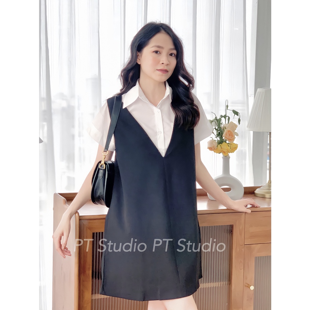 AMIE DRESS -váy gile đen hiện đại by PT Studio