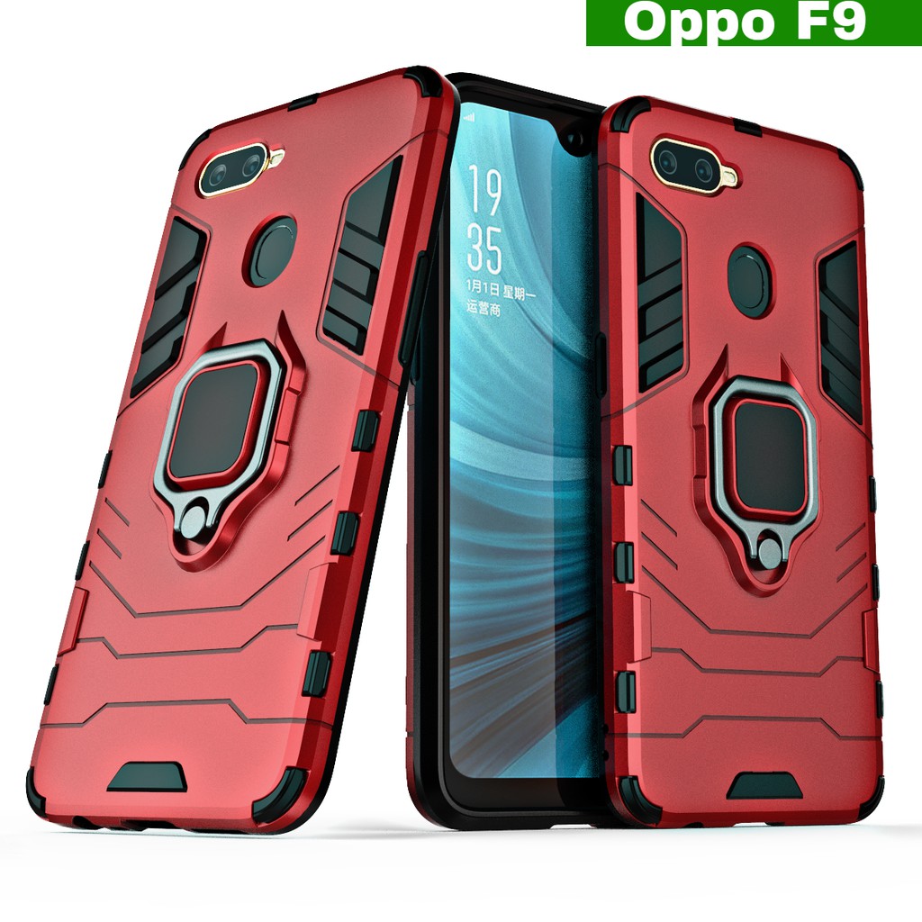 Ốp lưng Iron man Oppo F9 chống sốc cao cấp giá đỡ iring mặt lưng