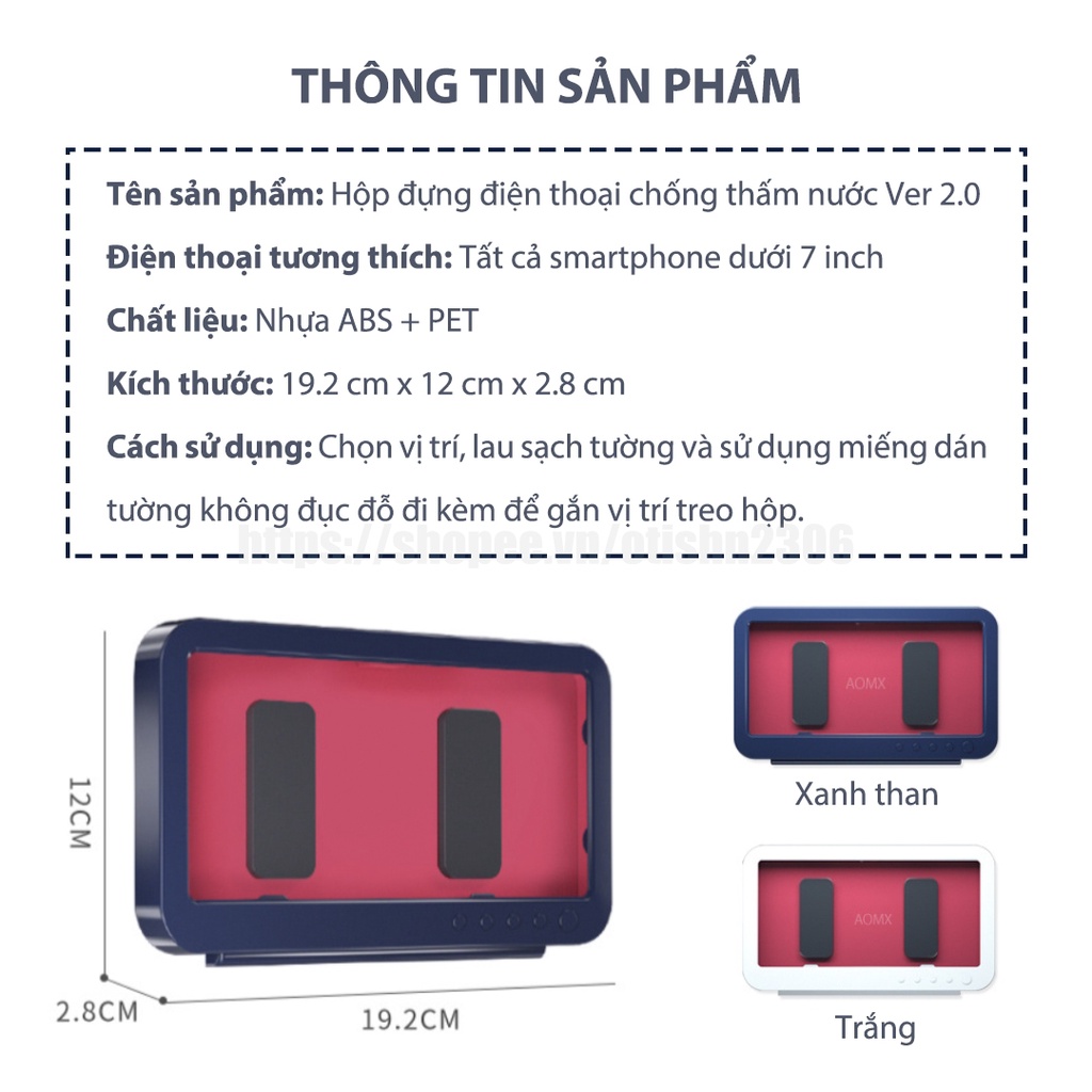 [PHIÊN BẢN NÂNG CẤP XOAY 2 CHIỀU] Hộp Đựng Điện Thoại Chống Thấm Nước Phòng Tắm, Bếp Hộp Treo Tường Màn Hình Cảm Ứng