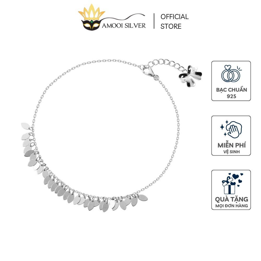Lắc Chân Bạc Cao Cấp S925 Phối Mặt Hình Lá Đơn Giản - Amooi Silver AC01