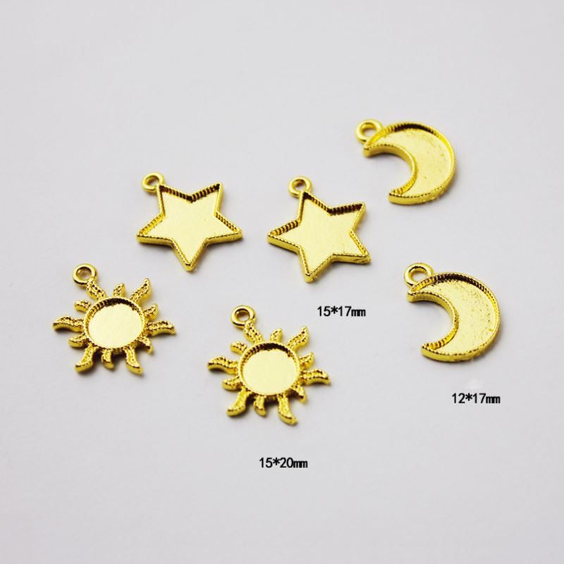 Bộ 30 Khung Mở Bằng Kim Loại Hình Trăng Sao Dùng Làm Trang Sức DIY