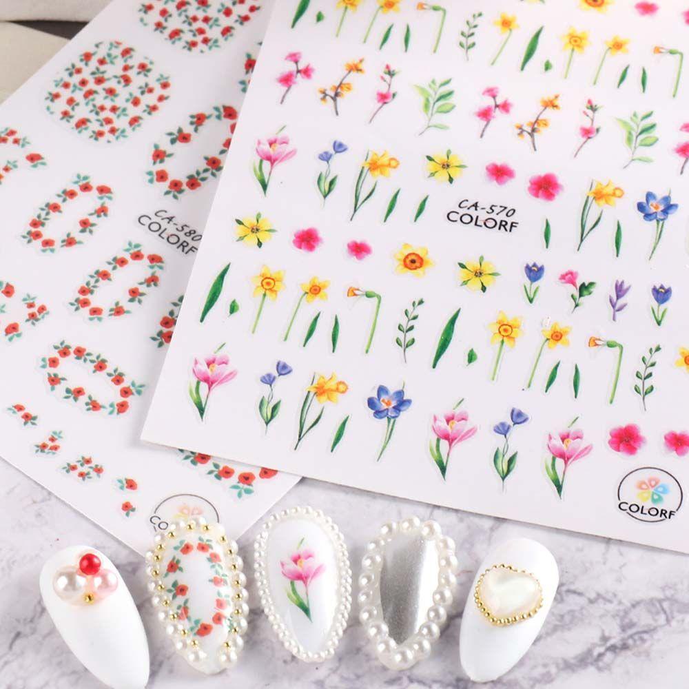 Miếng Dán Trang Trí Móng Tay 3D Họa Tiết Hoa Xinh Xắn