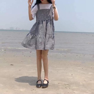 Set 2 váy kẻ caro 100k