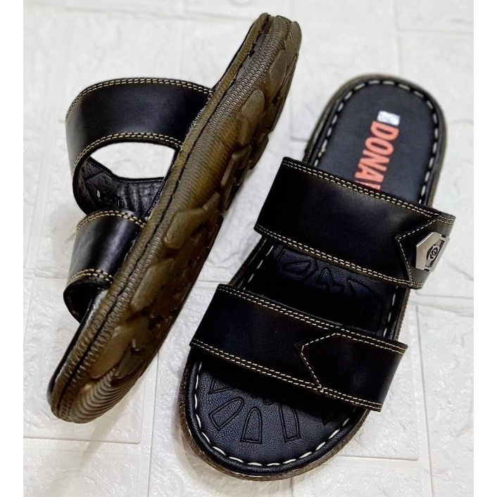 [SALE SẬP SÀN] Dép Da Bò Quai Ngang Nam Hai Quai Có Khuy Chống Gỉ D.2qc