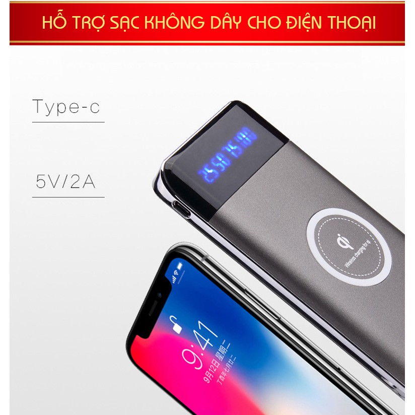 [TẶNG CÁP 3 CHÂN + QUẠT MINI] Sạc Dự Phòng Không Dây Chuẩn QI 10.000mAh - STYLEQ9- SIÊU ĐỘC, SIÊU ĐẸP