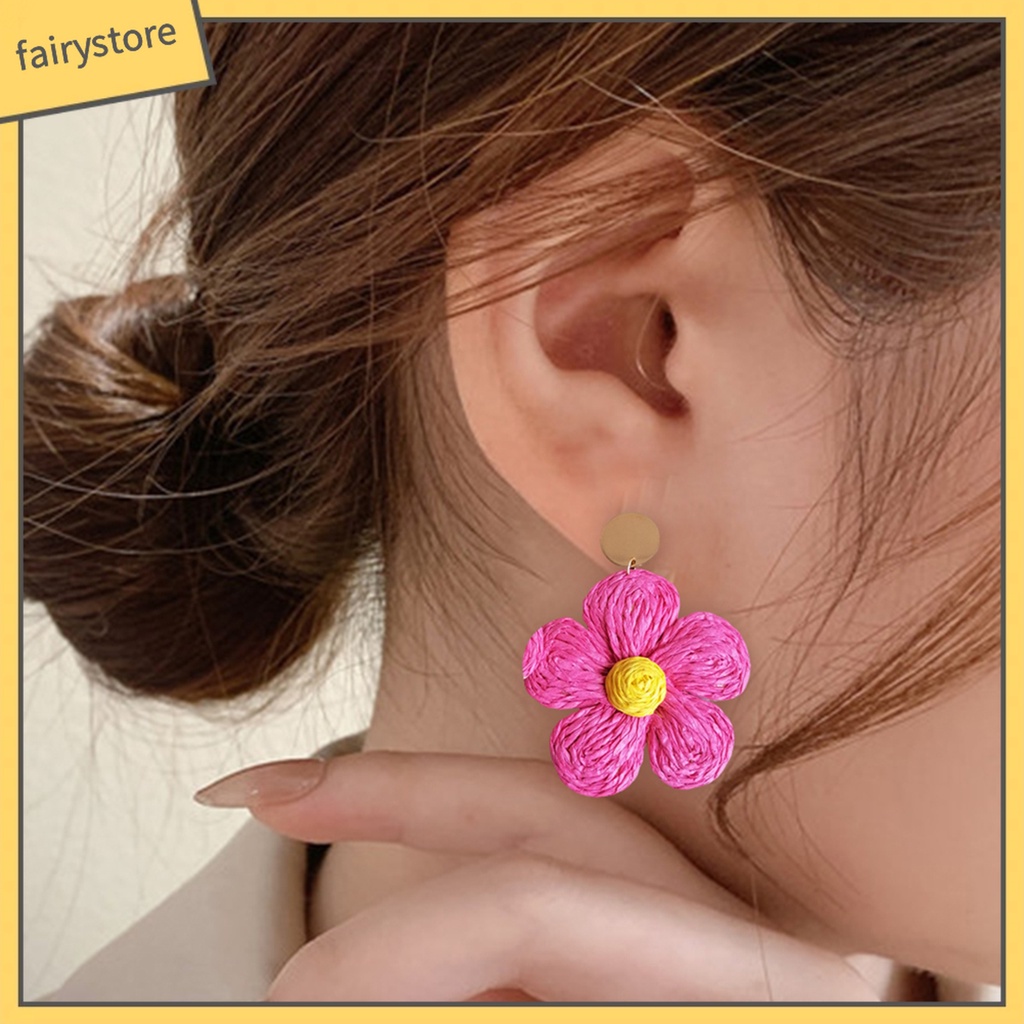 1 Đôi Bông Tai Hình Hoa Màu Sắc Tươi Sáng Phong Cách Kỳ Nghỉ Cho Nữ