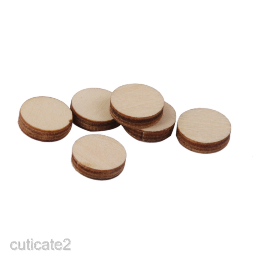 200X Plain Unfinished Wooden Round Circle Discs Embellishments Art Craft DIY