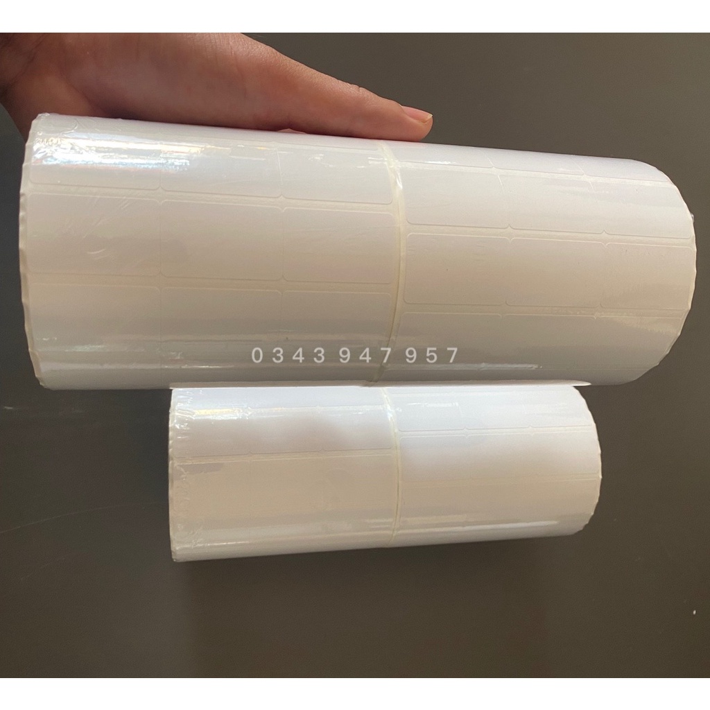 COMBO Giấy in 3 tem khổ 35x22mm và cuộn băng mực in SUPER WAX RIBBON  cho máy in nhiệt dán tiếp TSC, Godex