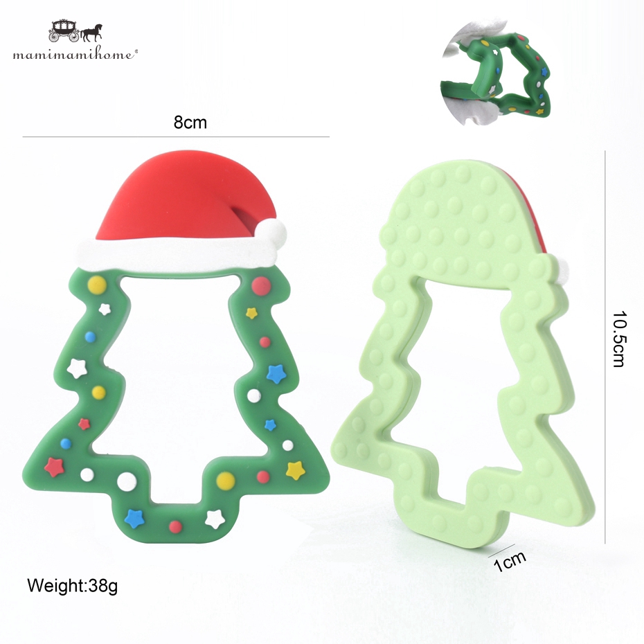 Đồ chơi Mamimamihome hình cây thông đội mũ noel bằng silicon trang trí giáng sinh làm quà tặng cho bé