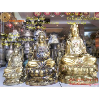 Tượng Phật Bà Quan Âm Ngồi Đài Sen Cao 37cm và 25cm