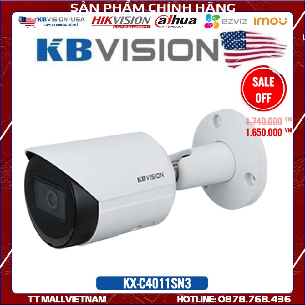 {Giá Tốt Nhất} Camera IP hồng ngoại 4.0 Mp KBVISION KX-C4011SN3 "công nghệ Starlight đập tan bóng đêm"