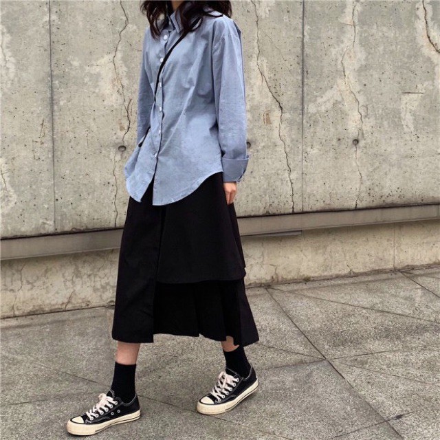 Chân váy ulzzang siêu hot 🌸FREESHIP🌸 chân váy dài qua gối 2 màu đen trắng ( Kèm video, ảnh thật/Hàng có sẵn) | BigBuy360 - bigbuy360.vn