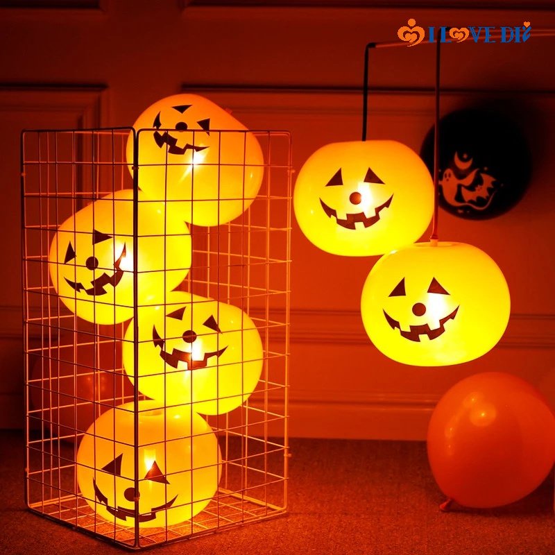 Bộ 5 Bóng Bay Bằng Latex Có Đèn LED Dùng Trang Trí Halloween