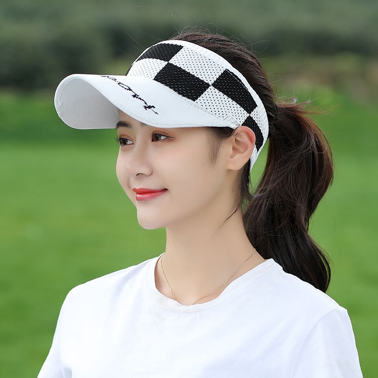 Summer New Arrival Summer Fashion Plaid Sun Protection Half Caps For Women