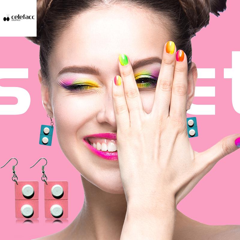 Bông tai hình viên thuốc bằng gỗ sáng tạo