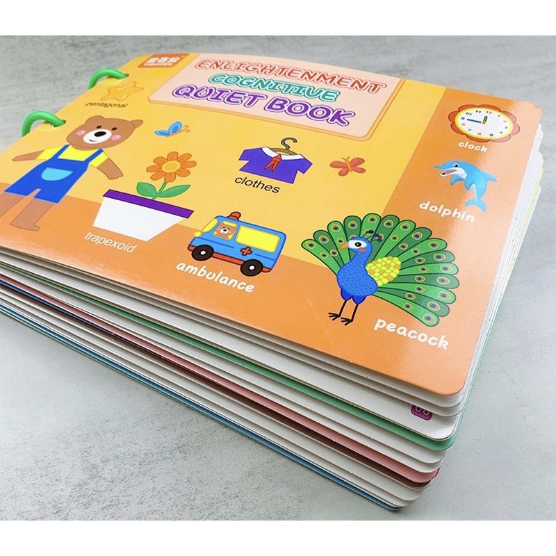 Học liệu bóc dán Montessori cho bé, bộ busy book bóc dán thông minh 17 chủ đề, bộ bóc dán tiếng Anh
