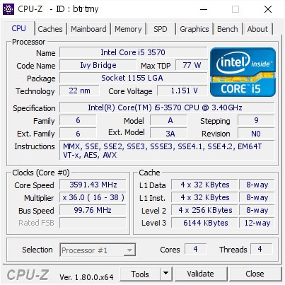 CPU INTEL I5 3570 CŨ TẶNG KEO TẢN NHIỆT 21