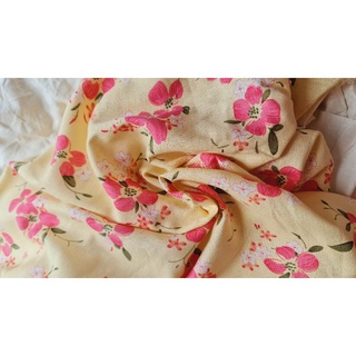 Vải Linen bột hoa trang nền vàng mơ