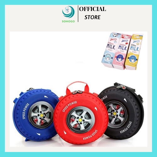 -Balo đi học thời trang 3D + Hộp đựng bút MILK ( màu ngẫu nhiên)-CHỌN MÀU- Balo Bánh Xe 3D Cho Trẻ Mẫu Giáo