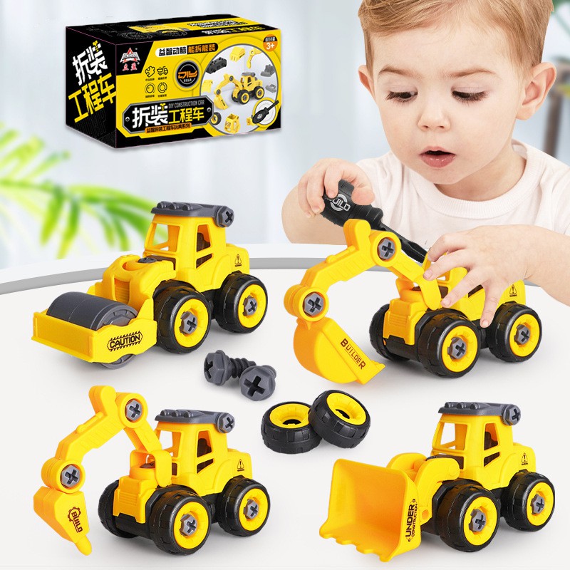 Đồ chơi mô hình xe cẩu, xe chở cát, xe lu,... kèm tua vít tháo lắp cho bé CTT001 - Có thể chọn mẫu