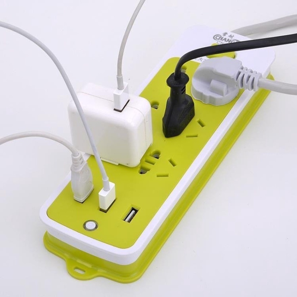 Ổ Điện Đa Năng 3 Cổng USB + 9 Ổ Cắm, Ổ Điện Màu Xanh