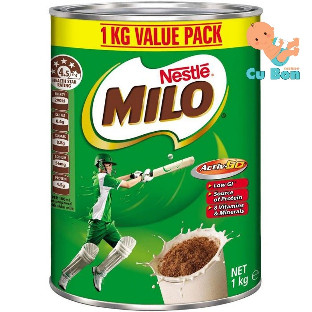 Sữa bột Milo Nestle chính hãng nội địa Úc 1kg - Phát triển chiều cao, tràn đầy năng lượng