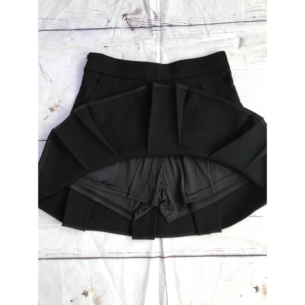 [GIÁ CỰC SỐC CHỈ HÔM NAY ] Chân váy xòe xếp ly dáng ngắn vải tuyết mưa loại 1 màu đen có quần trong và túi 2 bên CVXD003 | BigBuy360 - bigbuy360.vn
