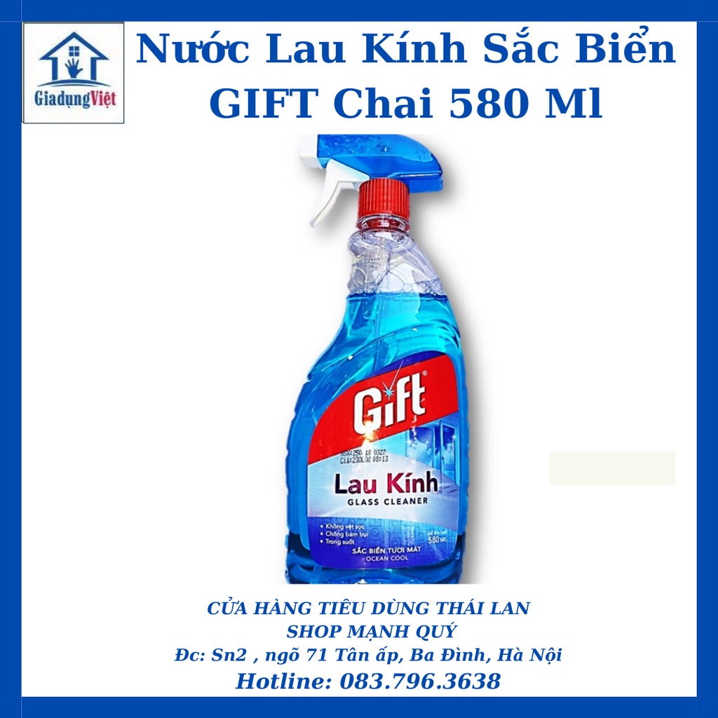 Nước lau kính Gift sắc biển tươi mát chai 580ml