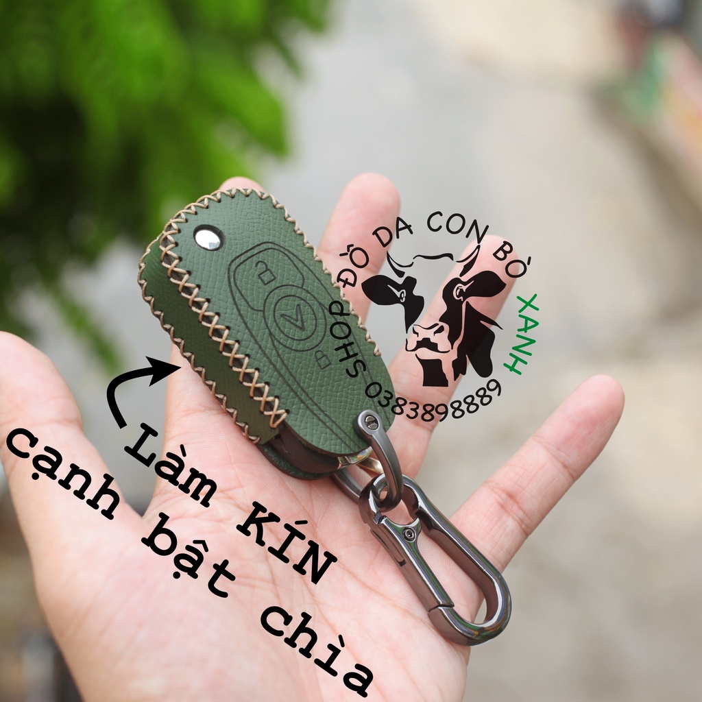 Bao da chìa khoá khâu KÍN Vinfast Fadil handmade da thật C008