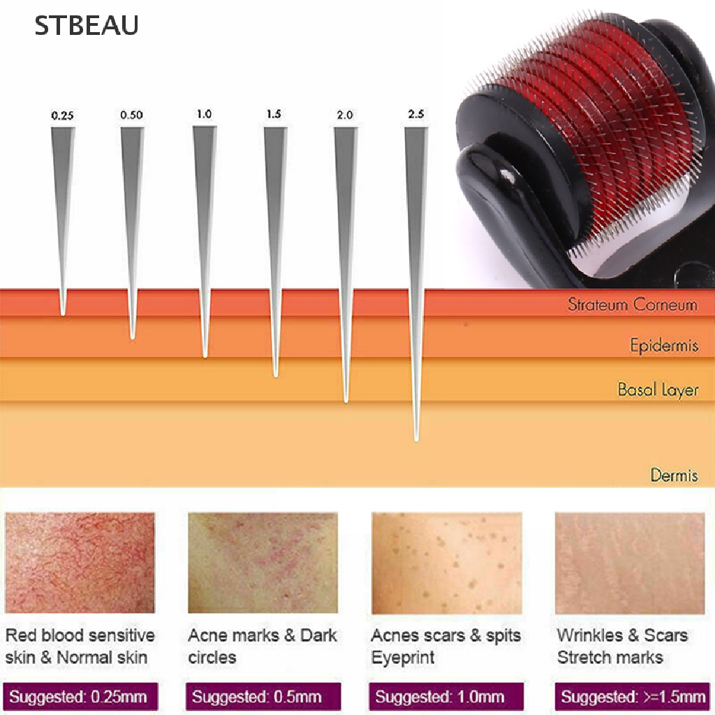 [Hàng mới về] Dụng cụ mát xa lăn kim bằng titan 0.25-2.0mm 540 chăm sóc da Dermaroller MME