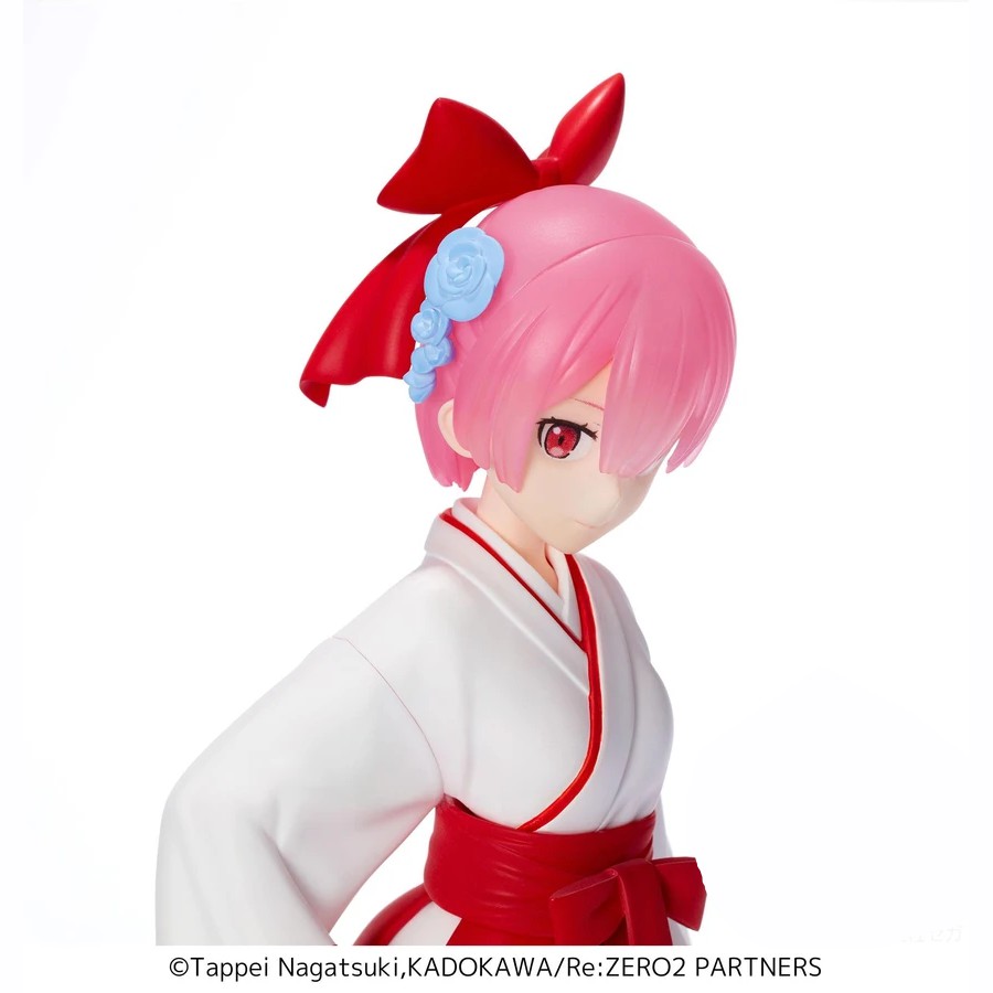 Mô Hình Figure Chính Hãng Anime Re:Zero, Ram &amp; Rem, Miko Style Version, SEGA, Nhật Bản