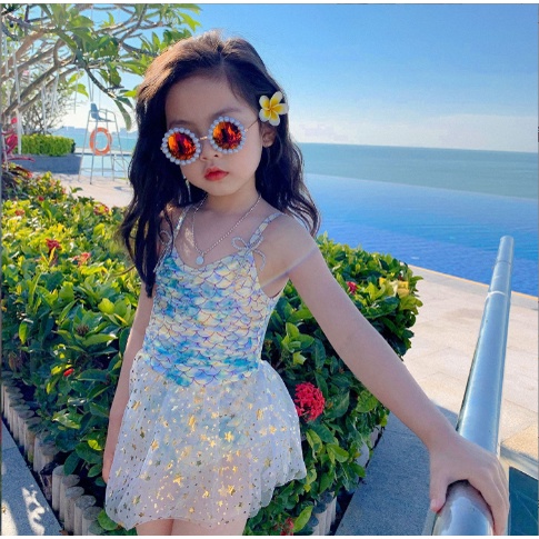 [8 -32kg] Đồ Bơi Bé Gái Công Chúa Lấp Lánh Nổi Bật BG-31