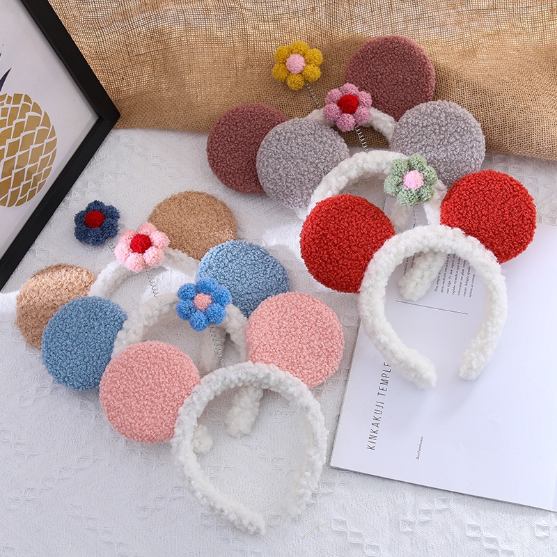 Băng Đô Rửa Mặt Trang Điểm Bằng Vải Bông Họa Tiết Hoa Mickey Dễ Thương Phong Cách Hàn Quốc Dành Cho Người Lớn