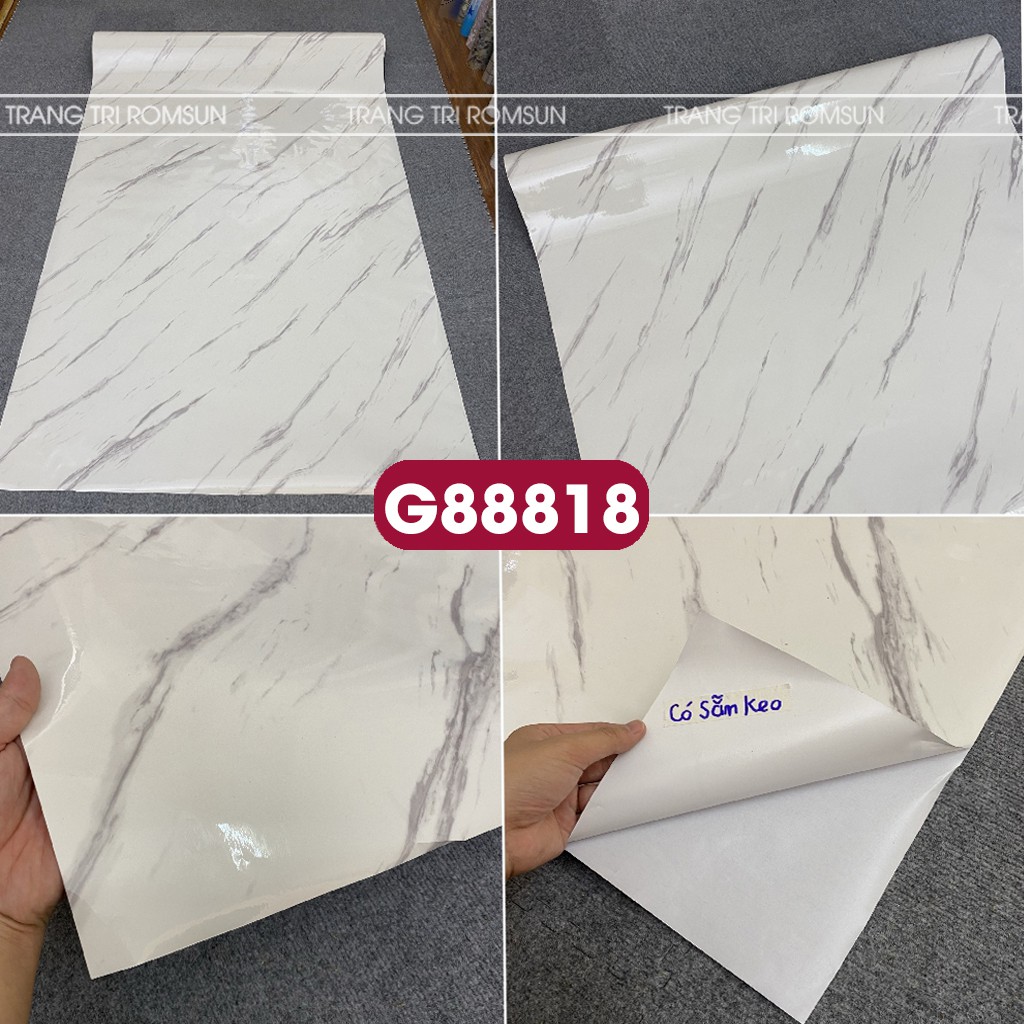 Giấy dán tường bếp giả vân đá cẩm thạch 3D chịu nhiệt, Decal dán tủ,bàn,ghế, kệ tường bếp phòng ăn chống bám dầu mỡ | BigBuy360 - bigbuy360.vn