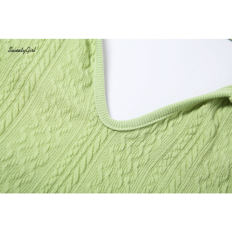 Áo Dệt Kim Cổ Chữ V Hở Lưng Màu Sắc Đơn Giản Dành Cho Nữ