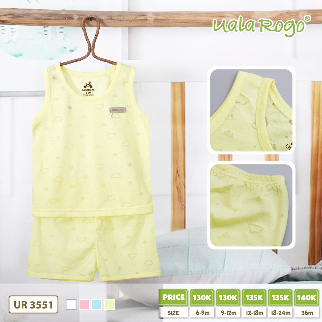 Bộ ba lỗ UalaRogo vải mây hở cho bé UR3551