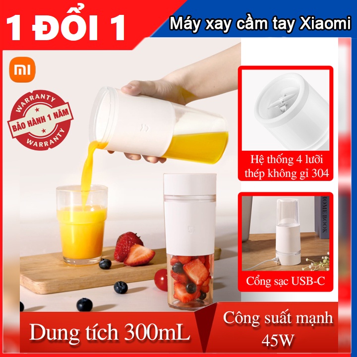 Máy xay Sinh Tố Cầm Tay Xiaomi Tích Điện, Máy xay Di Động Sạc Pin Mijia MJZZB01PL Màu Trắng