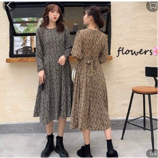 Váy hoa nhí vintage dáng dài