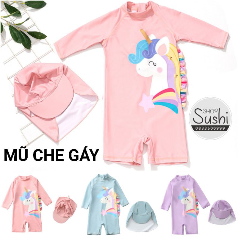 (FreeShip) Áo bơi bé gái 9-36kg Ngựa Pony KÈM MŨ - áo bơi trẻ em