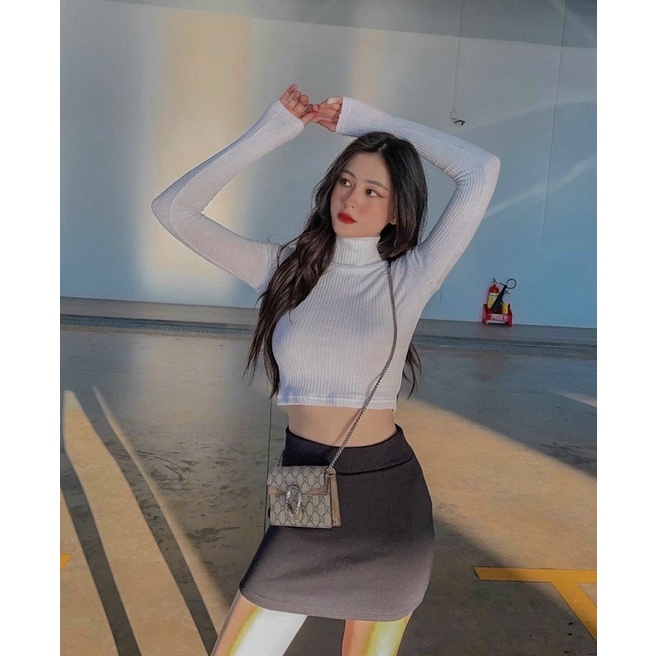 Free Ship-Hàng Cao Cấp Áo Thun Nữ Tay dài cổ lọ Croptop, Form Slim Fit, màu sắc đa dạng | BigBuy360 - bigbuy360.vn