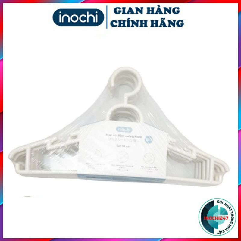 Set 10 Móc Quần Áo Nhựa Người Lớn Hara 180, Móc Áo Đầm Vuông Cao Cấp Inochi