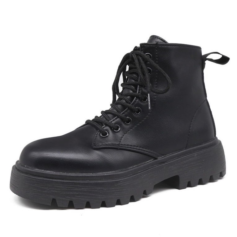 ✔️Giày bốt boot nữ ulzzang đế dày cao cổ mũi tròn thời trang phong cách Hàn Quốc, Giầy da bot cao gót nữ 5 phân đế vuông