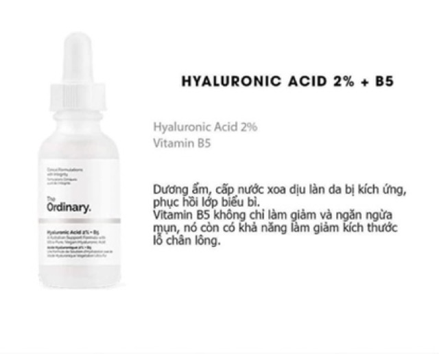 Serum The Ordinary Hyaluronic Acid 2% + B5 Serum cấp nước và hồi phục da