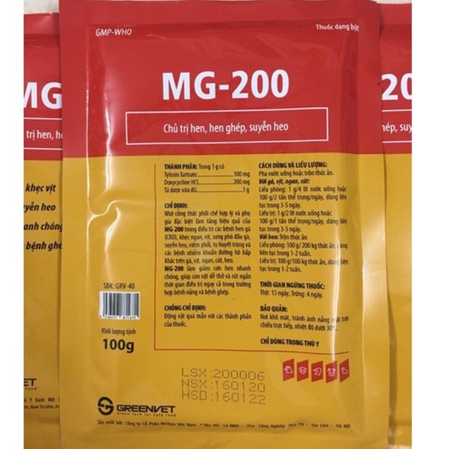 1 gói MG-200 dùng cho gà vịt ngan heo