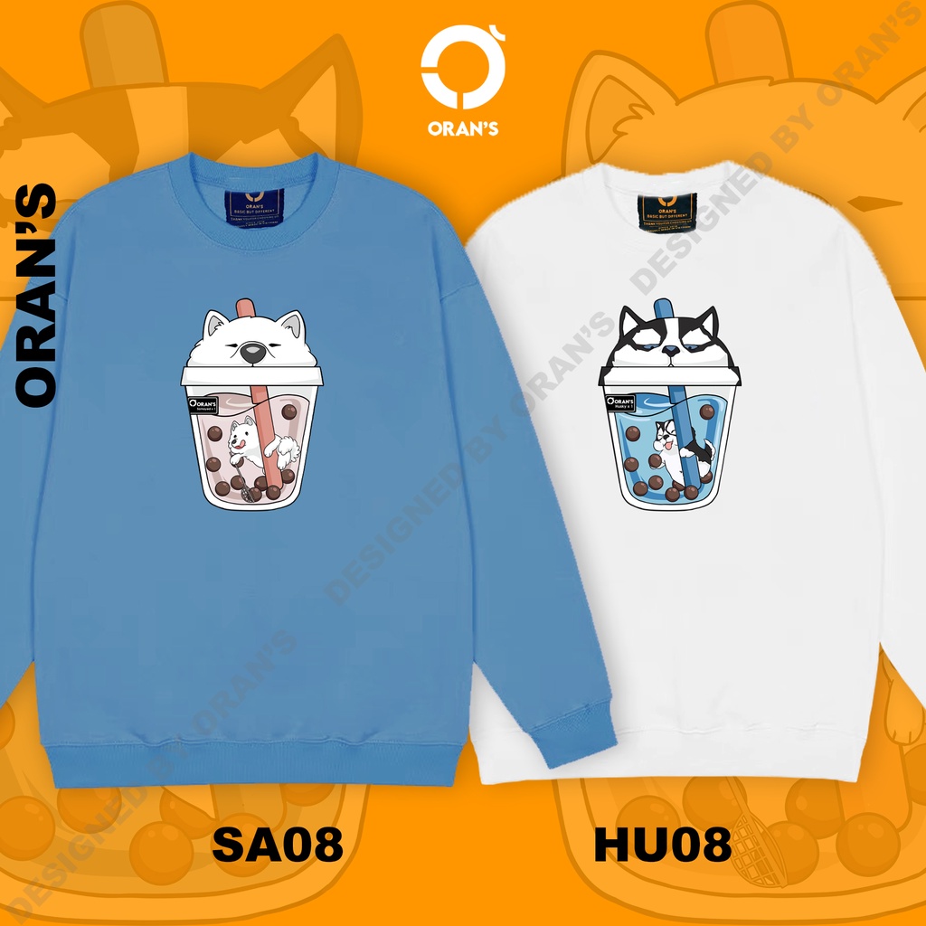 Áo Sweater đôi in hình ly trà sữa chất nỉ cotton lót bông cao cấp form rộng unisex ORANS - ORAN'S HOODIE COUPLE 08