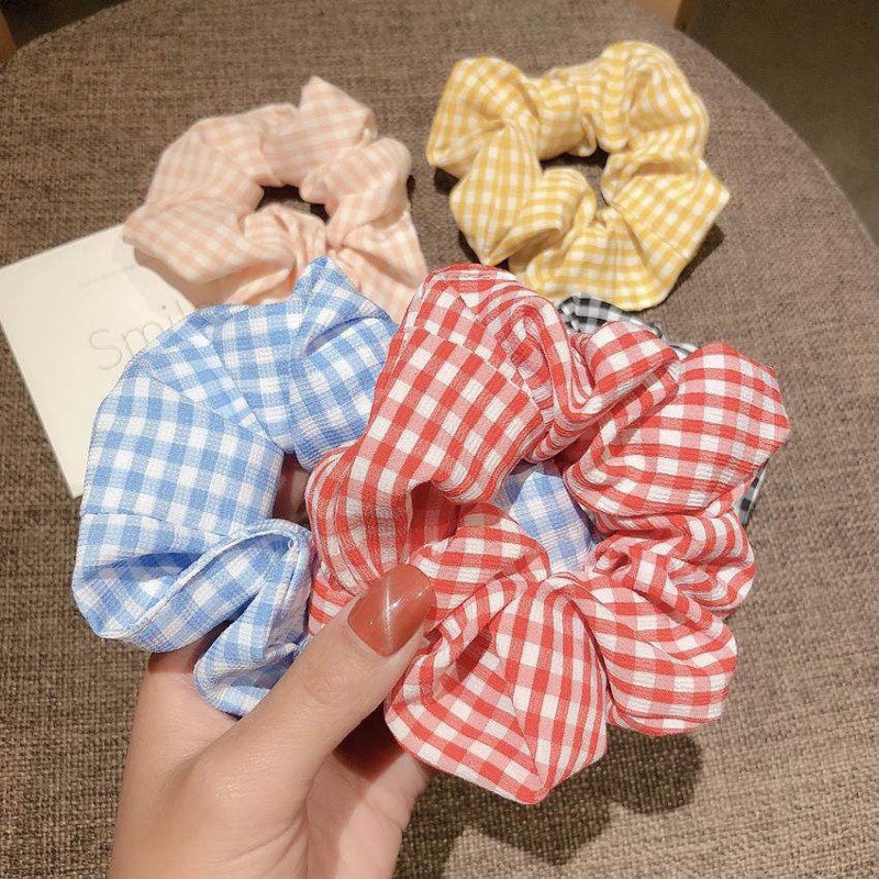 Dây Buộc Tóc Lalila Scrunchies Vải Caro Đơn Giản Hot Trend DC09