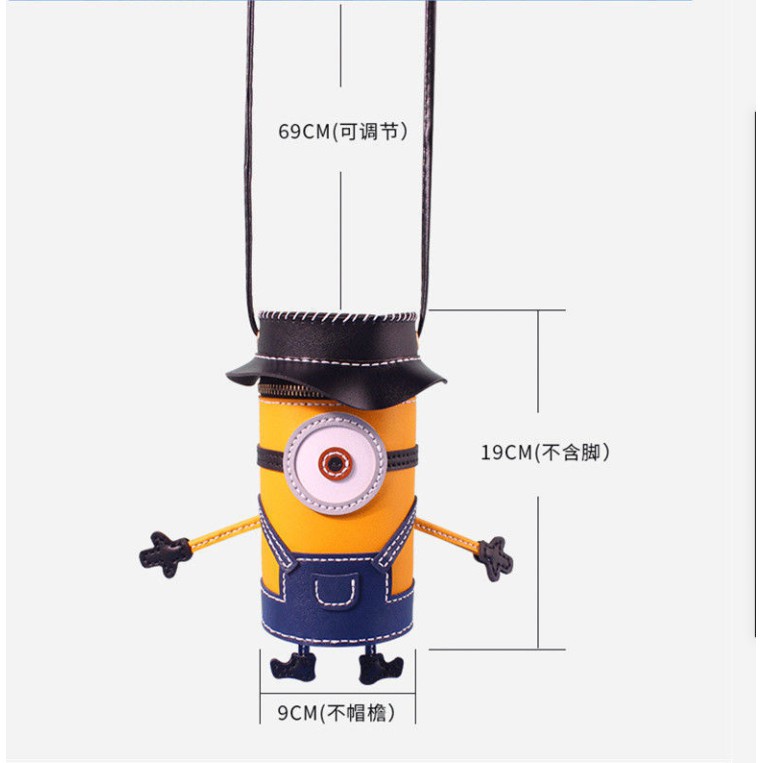 Túi Minions Handmade DIY,Hình dạng người đưa thư retro, chất liệu da PU, dệt đơn giản và tốt
